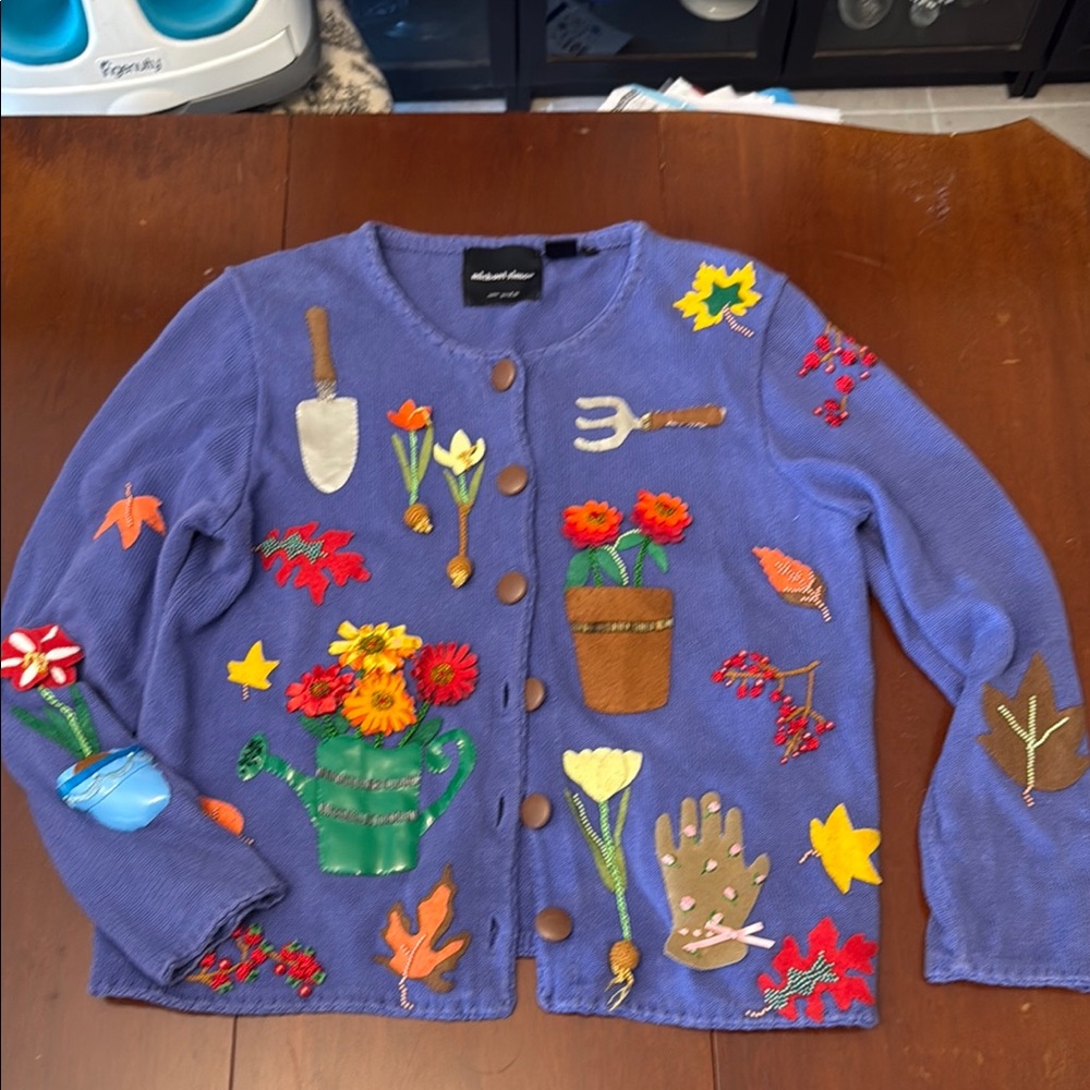 Michael Simon 1999 Blue Garden Cardigan